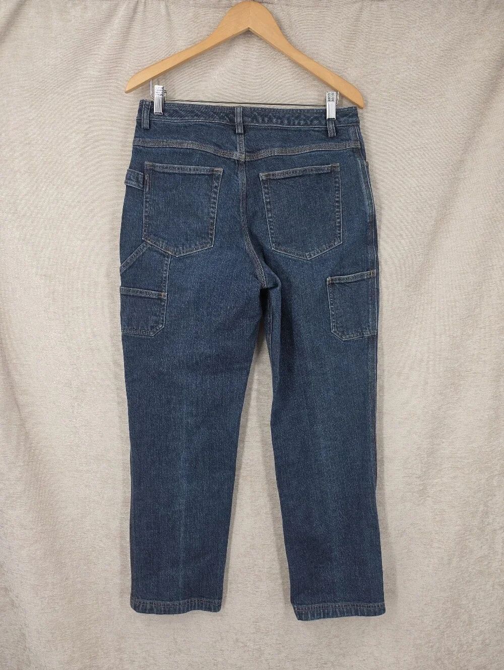 Duluth Trading Co Dark Blue Denim Utility Work Wear Carpenter Jeans Women's
